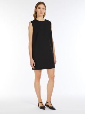 Max Mara Black Virgin Wool Shift Mini Dress Sleeveless Size 40
